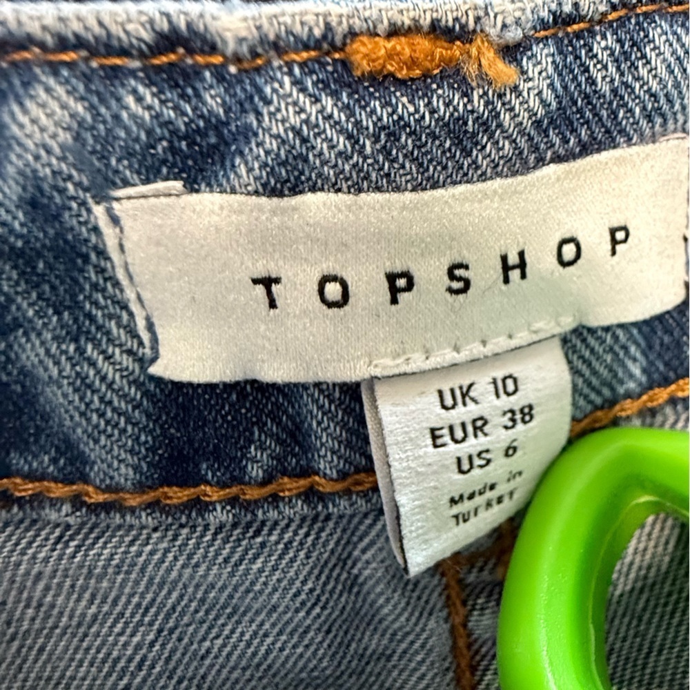 Topshop Denim Mini Skirt Cut Out Side Lace Up Festival Y2K Mid Wash Size 6 - Picture 8 of 10